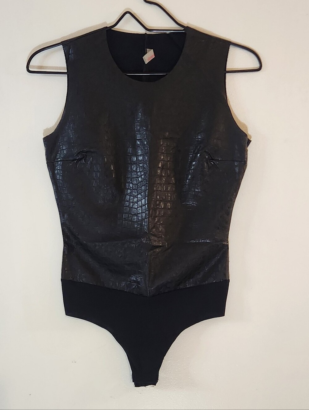 Commando | Black Faux-Croc Sleeveless Bodysuit